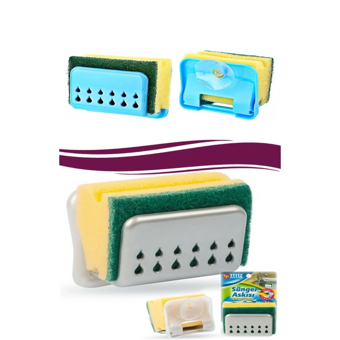 Durukar® Pratik Mutfak Lavabo Vantuzlu Bulaşık Süngeri Askısı Aparatı