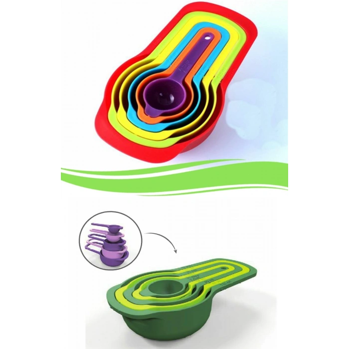 Durukar® Pratik Ölçü Kaşığı Kabı 5li Şeker Baharat Sıvı Ölçer Aparat