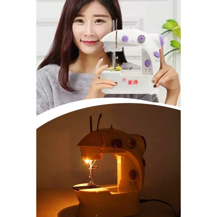 Durukar® Pratik Taşınabilir Elektrikli veya Pilli Seyahat Tipi Hız Ayarlı Kademeli Dikiş Makinesi