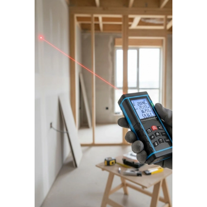 Durukar® Profesyonel 40 Metre Dijital Lazer Metre Ölçüm Cihazı-LCD Ekranlı,Su Terazili,Pisagor Ölçüm Fonksiyonlu,20 Kayıt Hafızalı,Hassas Lazer Ölçer