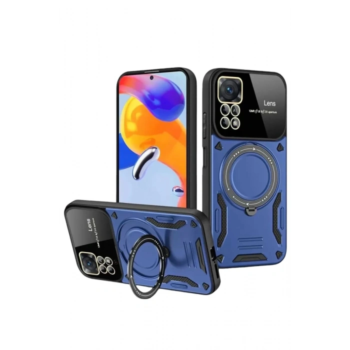 Durukar®  Realme 11 Pro Plus Joy Lens Standlı Kapak - Lacivert