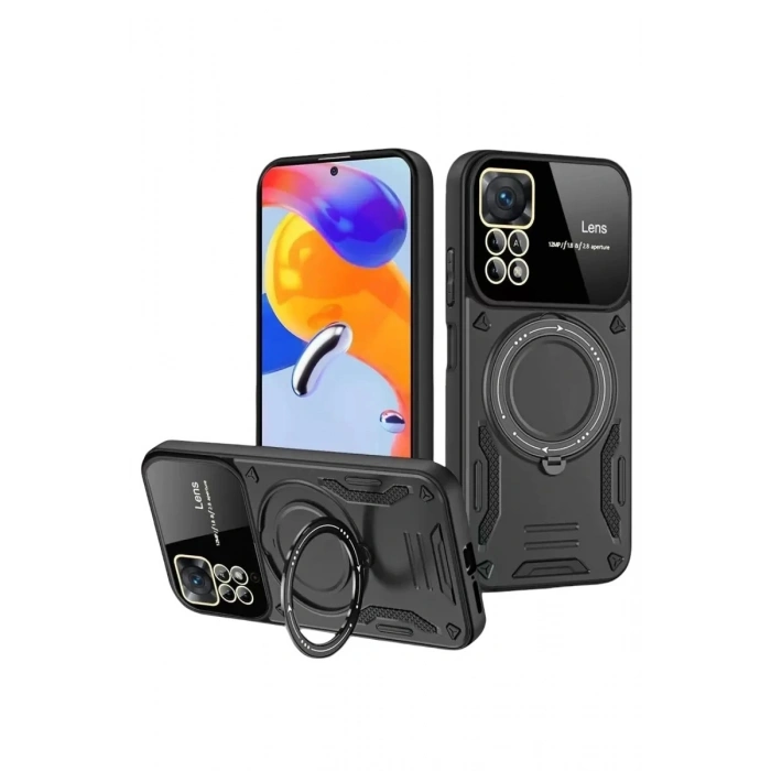 Durukar®  Realme 11 Pro Plus Joy Lens Standlı Kapak - Siyah