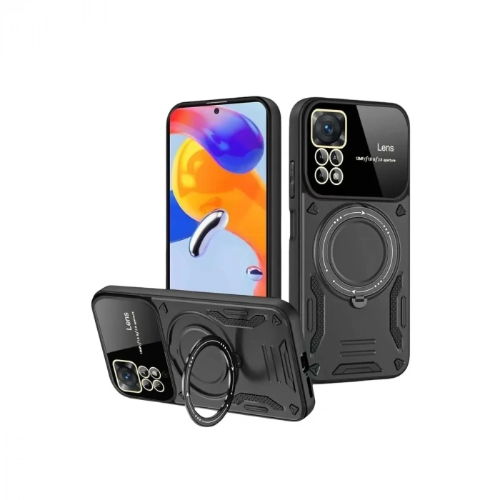 Durukar®  Realme 11 Pro Plus Joy Lens Standlı Kapak - Siyah