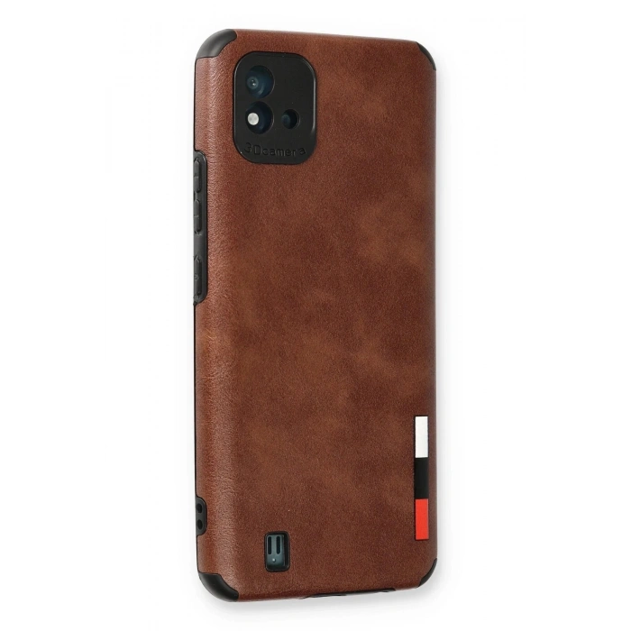 Durukar®  Realme C11 2021 Kılıf Loop Deri Silikon - Kahverengi
