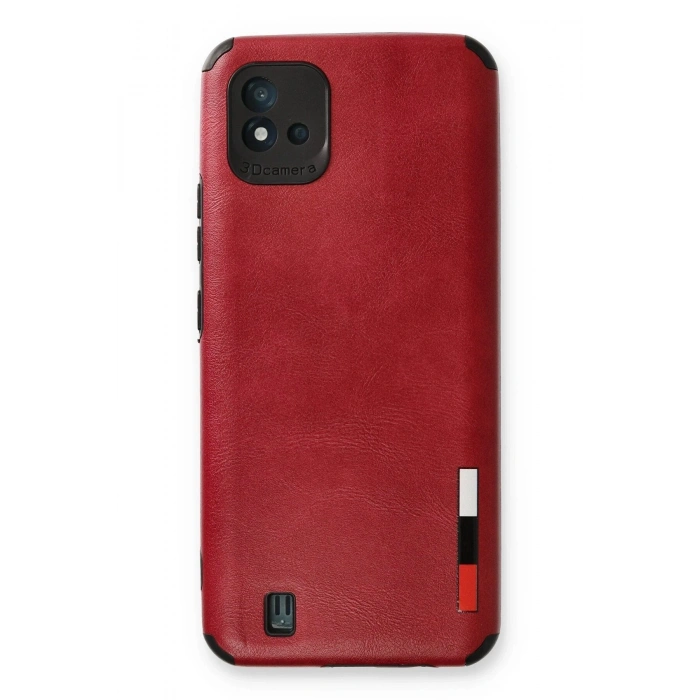 Durukar®  Realme C11 2021 Kılıf Loop Deri Silikon - Kırmızı