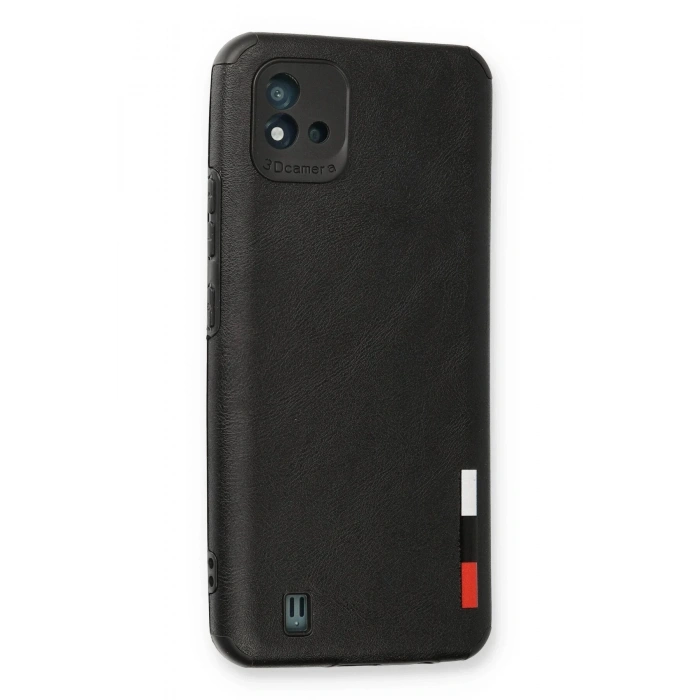 Durukar®  Realme C11 2021 Kılıf Loop Deri Silikon - Siyah