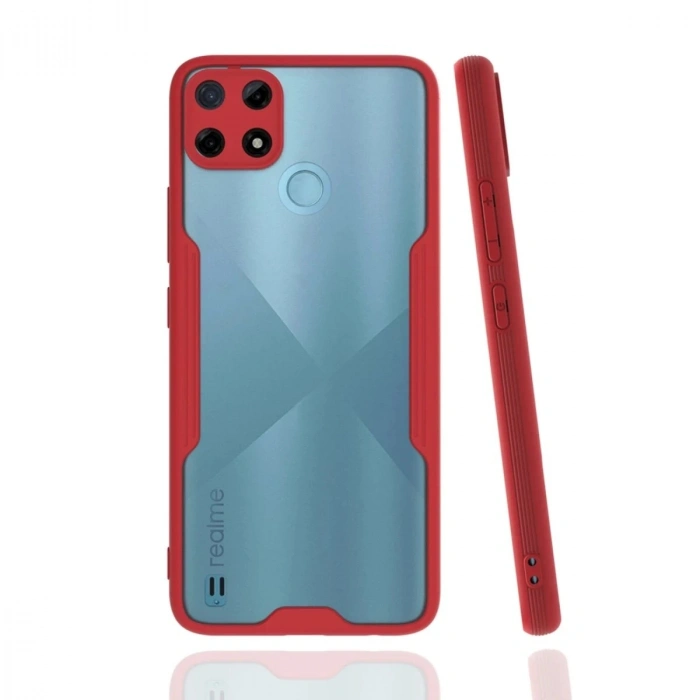 Durukar®  Realme C25Y Kılıf Platin Silikon - Kırmızı