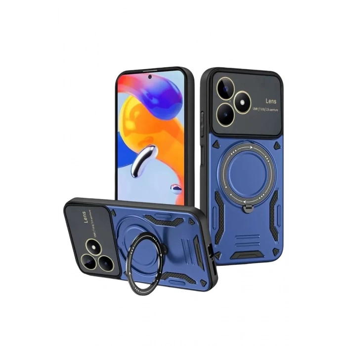 Durukar®  Realme C53 Kılıf Joy Lens Standlı Kapak - Lacivert
