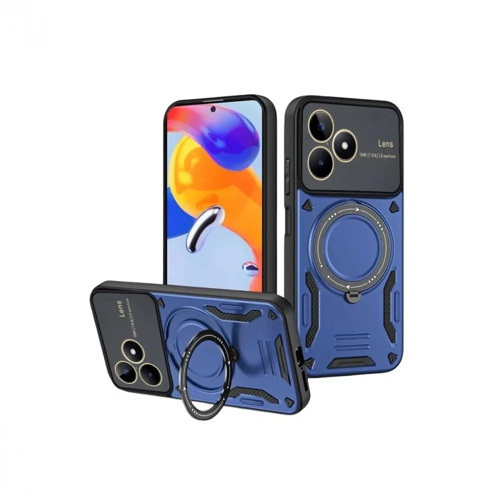 Durukar®  Realme C53 Kılıf Joy Lens Standlı Kapak - Lacivert