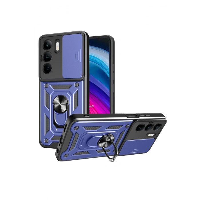 Durukar®  Realme C75 4G Kılıf Pars Lens Yüzüklü Silikon - Lacivert