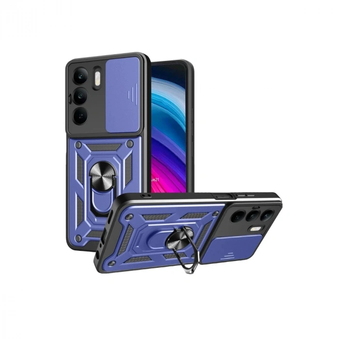 Durukar®  Realme C75 4G Kılıf Pars Lens Yüzüklü Silikon - Lacivert