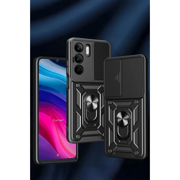 Durukar®  Realme C75 4G Kılıf Pars Lens Yüzüklü Silikon - Siyah
