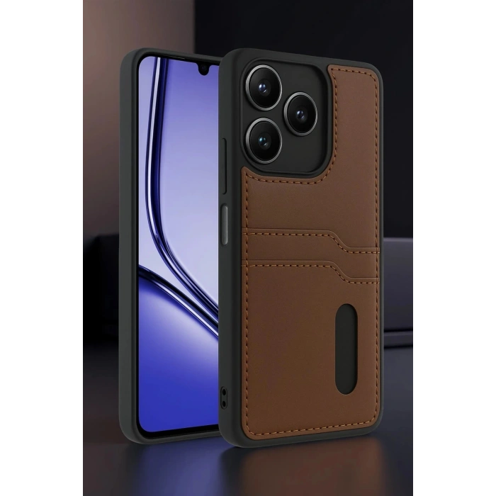 Durukar®  Realme Note 50 4G Kılıf Sara Kartvizitli Deri Kılıf - Kırmızı