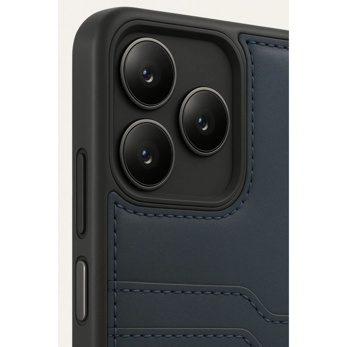 Durukar®  Realme Note 50 4G Kılıf Sara Kartvizitli Deri Kılıf - Lacivert