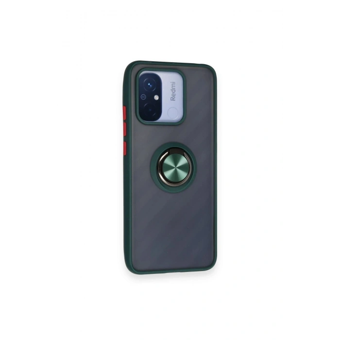 Durukar®   Redmi 12C Kılıf Montreal Yüzüklü Silikon Kapak - Yeşil