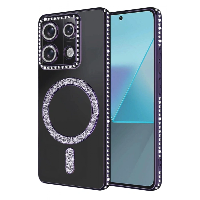 Durukar®   Redmi 13C Joke Simli Magneticsafe Kılıf - Derin Mor