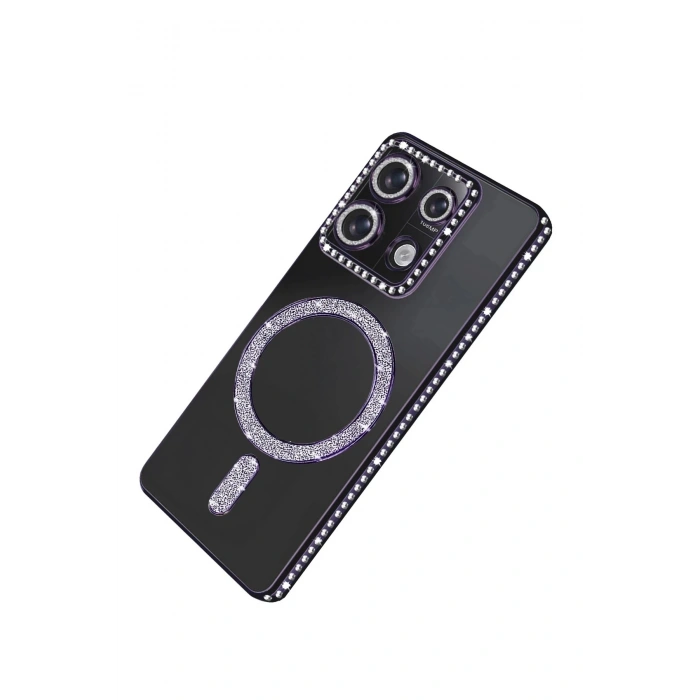 Durukar®   Redmi 13C Joke Simli Magneticsafe Kılıf - Derin Mor