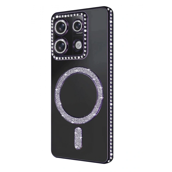 Durukar®   Redmi 13C Joke Simli Magneticsafe Kılıf - Derin Mor