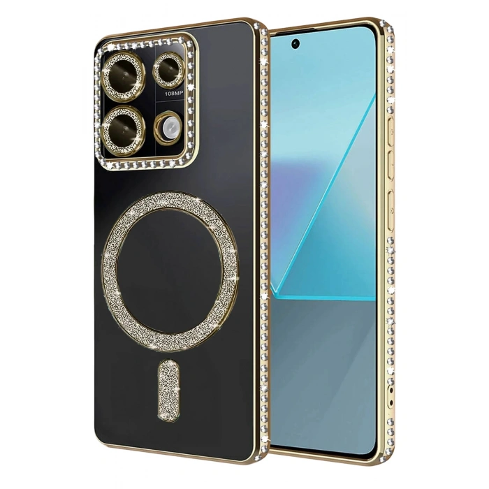 Durukar®   Redmi 13C Joke Simli Magneticsafe Kılıf - Gold