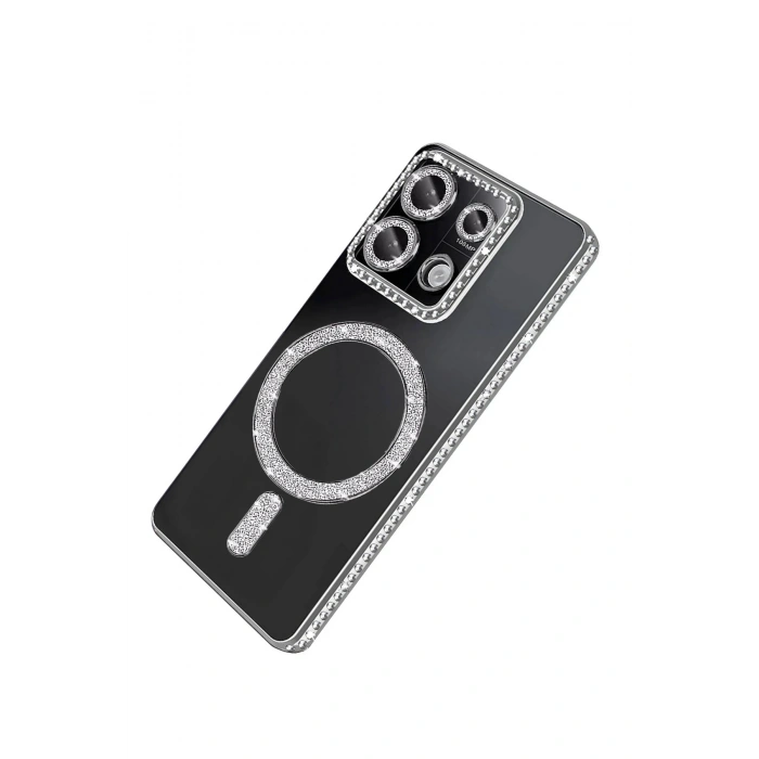 Durukar®   Redmi 13C Joke Simli Magneticsafe Kılıf - Gümüş