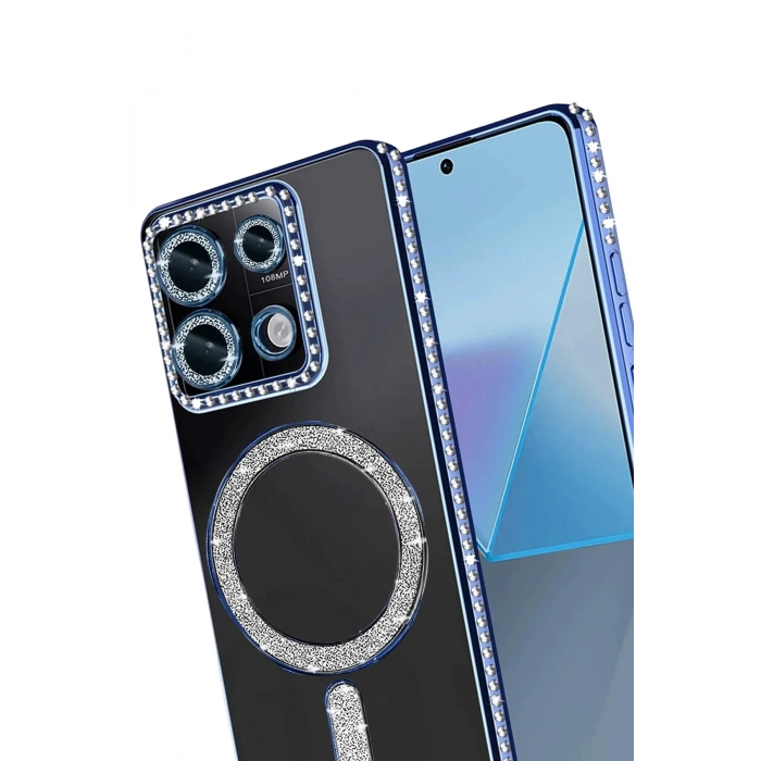 Durukar®   Redmi 13C Joke Simli Magneticsafe Kılıf - Mavi