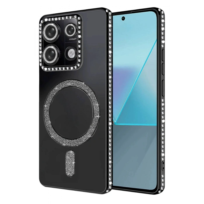 Durukar®   Redmi 13C Joke Simli Magneticsafe Kılıf - Siyah