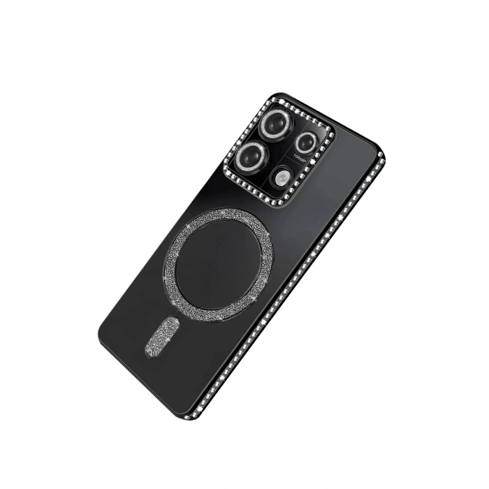 Durukar®   Redmi 13C Joke Simli Magneticsafe Kılıf - Siyah