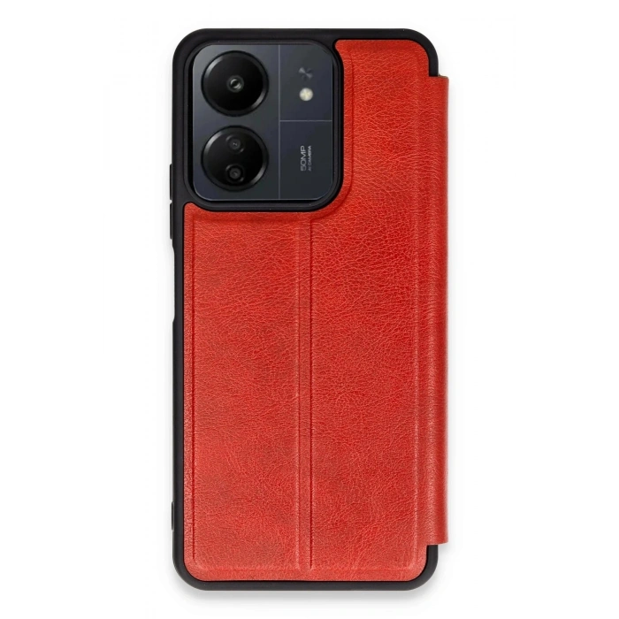 Durukar®   Redmi 13C Kılıf Flip Cover - Kırmızı