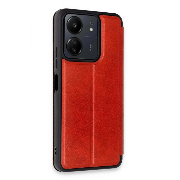 Durukar®   Redmi 13C Kılıf Flip Cover - Kırmızı