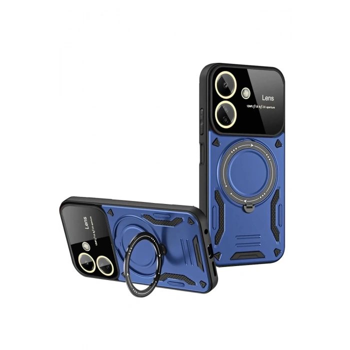 Durukar®   Redmi 13C Kılıf Joy Lens Standlı Kapak - Lacivert