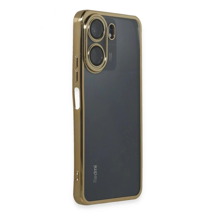 Durukar®   Redmi 13C Kılıf  Lensli Silikon - Gold