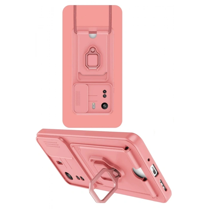 Durukar®   Redmi 13C Kılıf Zuma Kartvizitli Yüzüklü Silikon - Pembe