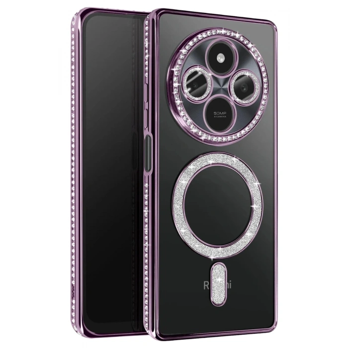 Durukar®   Redmi 14C Joke Simli Magneticsafe Kılıf - Derin Mor