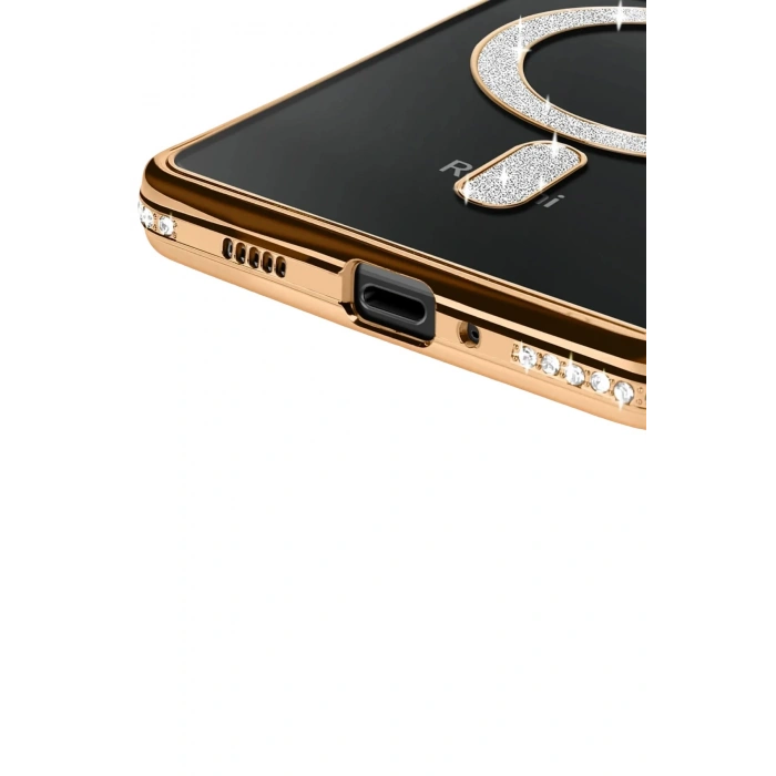 Durukar®   Redmi 14C Joke Simli Magneticsafe Kılıf - Gold