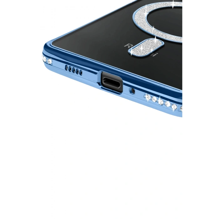 Durukar®   Redmi 14C Joke Simli Magneticsafe Kılıf - Mavi