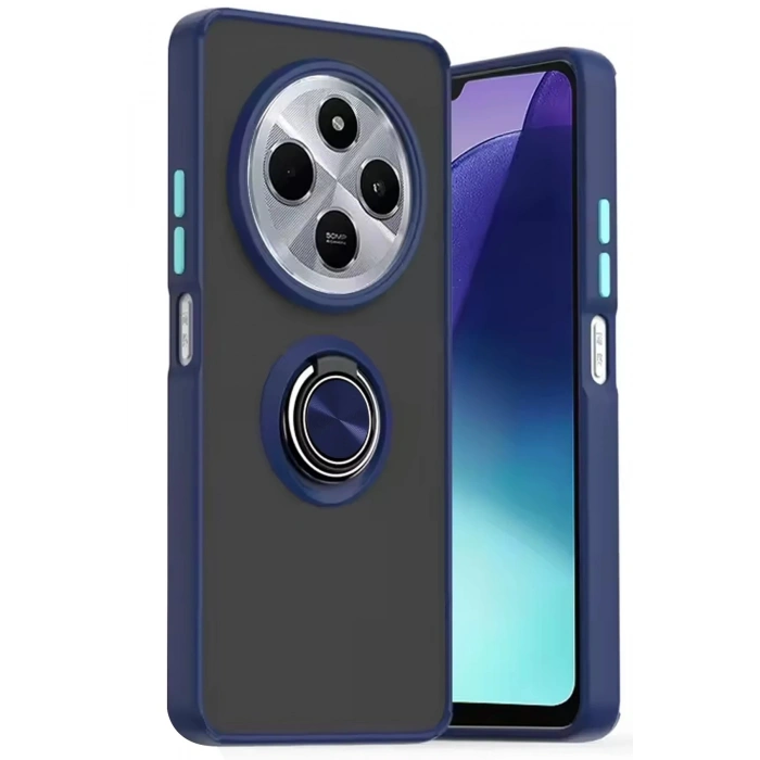 Durukar®   Redmi 14C Kılıf Montreal Yüzüklü Silikon Kapak - Lacivert
