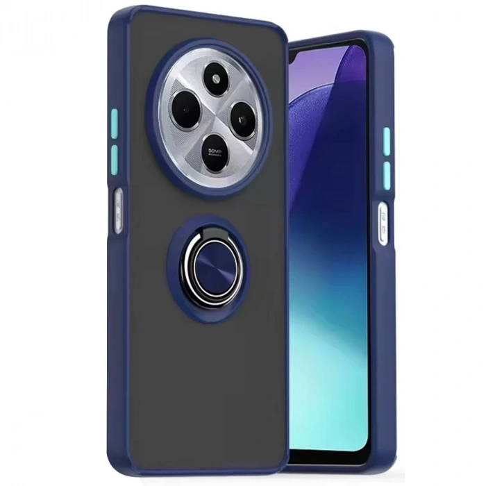 Durukar®   Redmi 14C Kılıf Montreal Yüzüklü Silikon Kapak - Lacivert