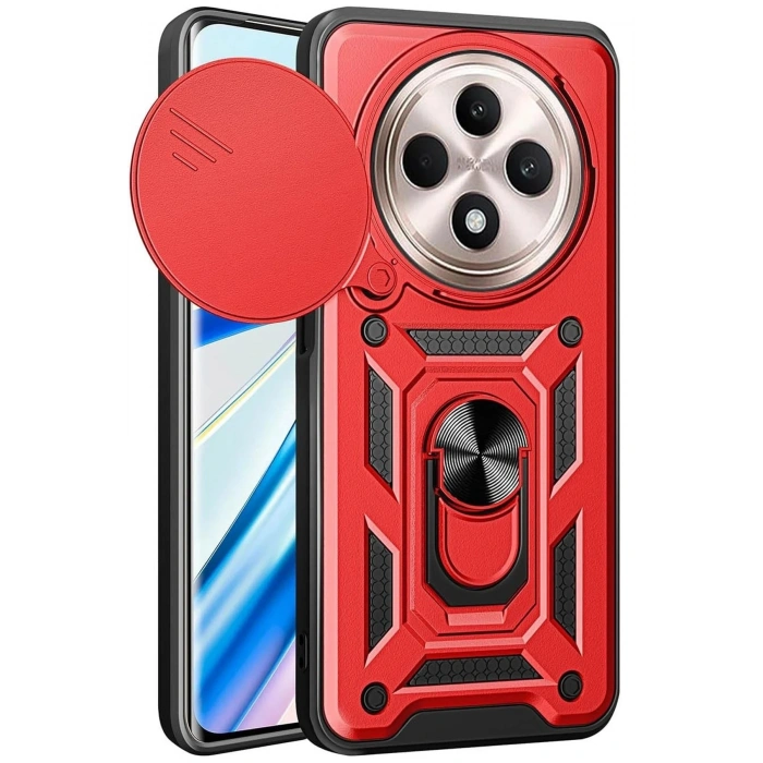 Durukar®   Redmi 14C Kılıf Pars Lens Yüzüklü Silikon - Kırmızı