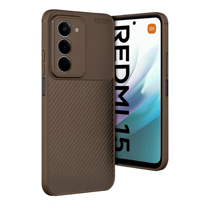 Durukar®   Redmi 15 4G Auto Focus Karbon Kapak - Kahverengi
