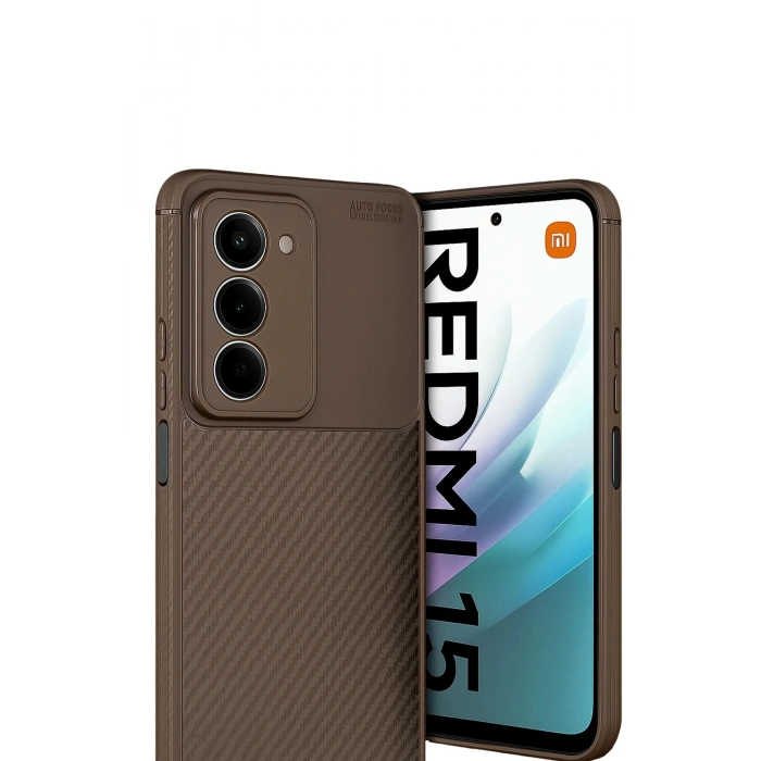 Durukar®   Redmi 15 4G Auto Focus Karbon Kapak - Kahverengi