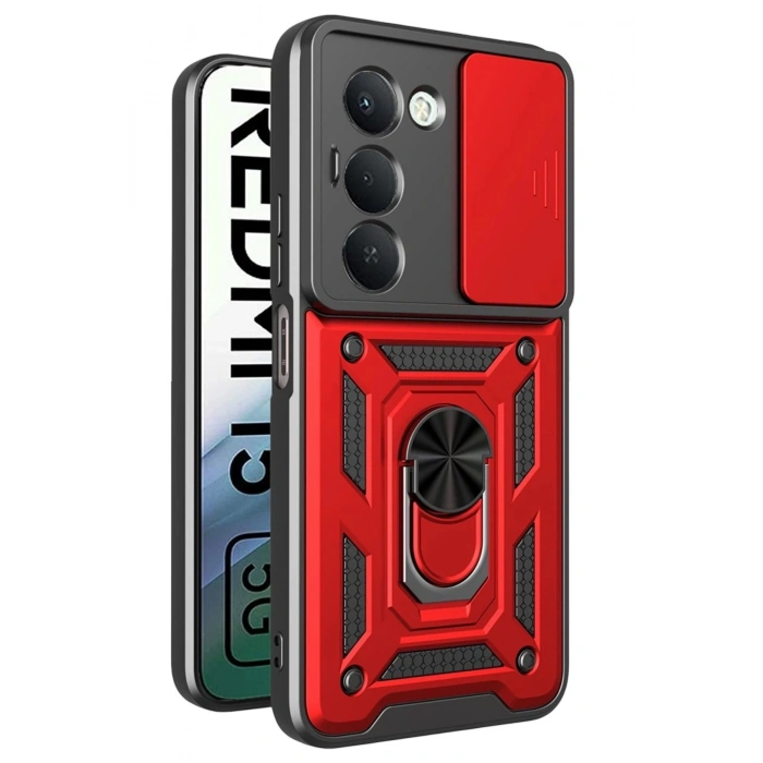 Durukar®   Redmi 15 4G Pars Lens Yüzüklü Silikon - Kırmızı