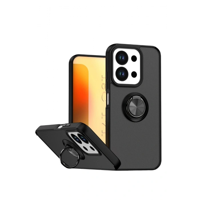 Durukar®   Redmi 15C 4G Montreal Yüzüklü Silikon Kapak - Siyah