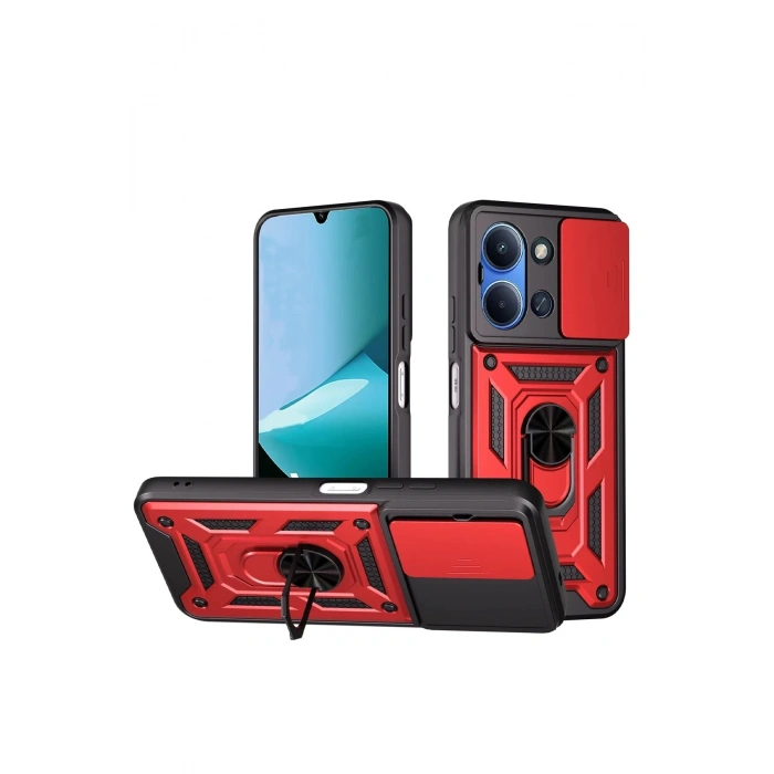 Durukar®   Redmi 15C 4G Pars Lens Yüzüklü Silikon - Kırmızı
