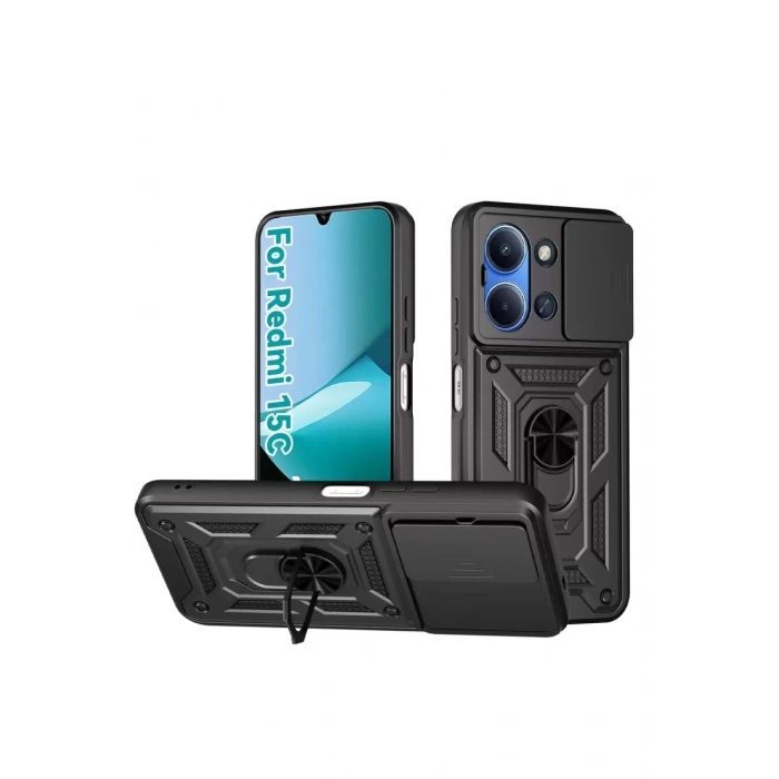 Durukar®   Redmi 15C 4G Pars Lens Yüzüklü Silikon - Siyah