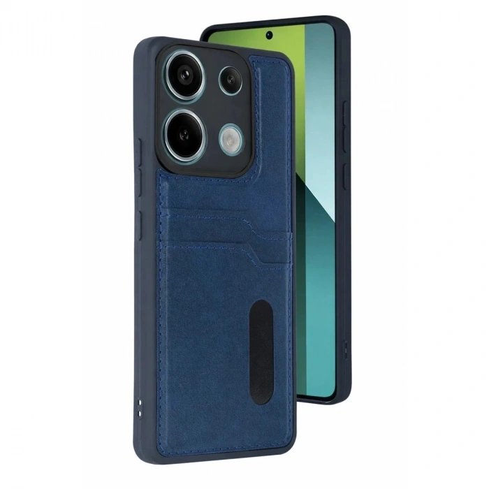 Durukar®   Redmi 15C 4G Sara Kartvizitli Deri Kılıf - Lacivert