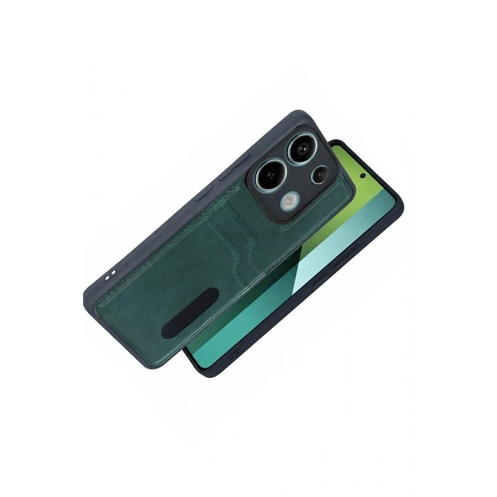 Durukar®   Redmi 15C 4G Sara Kartvizitli Deri Kılıf - Yeşil