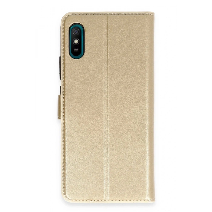 Durukar®   Redmi 9A Kılıf Trend S Plus Kapaklı Kılıf - Gold