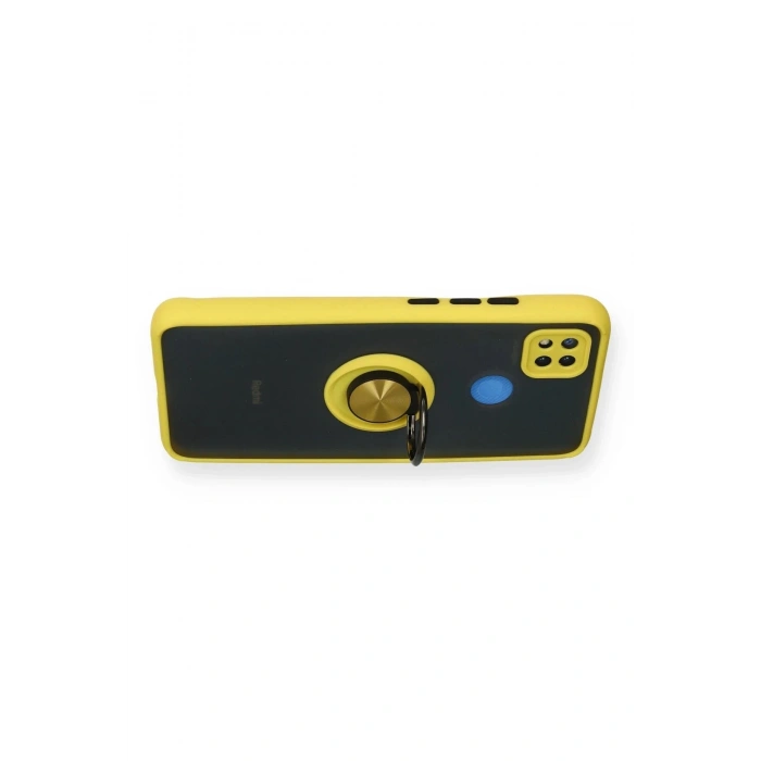 Durukar®   Redmi 9C Kılıf Montreal Yüzüklü Silikon Kapak - Sarı