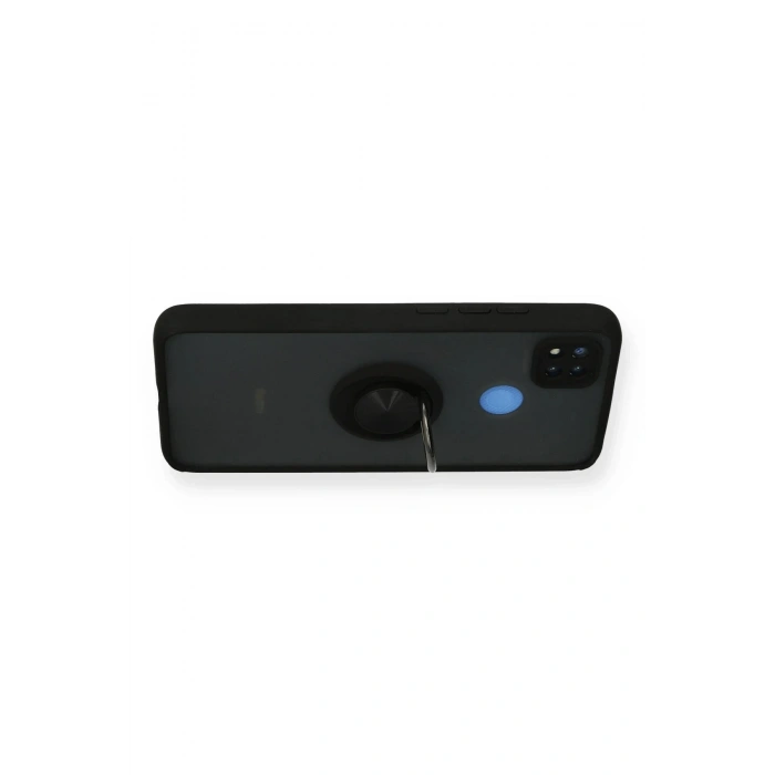 Durukar®   Redmi 9C Kılıf Montreal Yüzüklü Silikon Kapak - Siyah