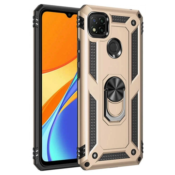 Durukar®   Redmi 9C Kılıf Sofya Yüzüklü Silikon Kapak - Gold